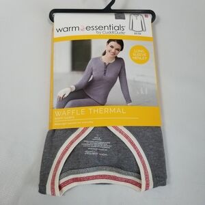 Warm Essentials by CuddlDuds Long Sleeve Waffle Henley Top Large New